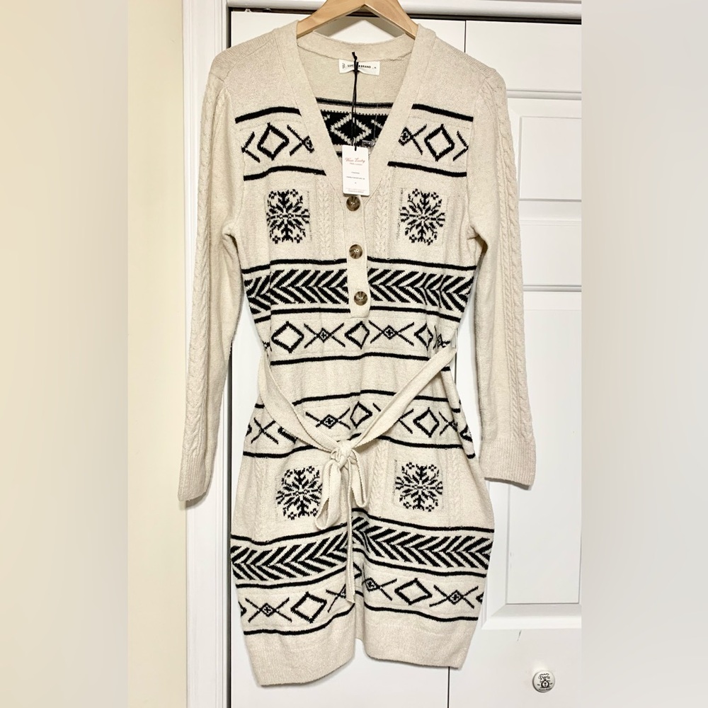 Lucky Brand Aztec Southwestern Sweater Dress Long Sleeve  XL NEW